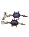 YELLOW GOLD DANGLE EARRINGS WITH AMETHYST AND PEARLS