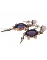 YELLOW GOLD DANGLE EARRINGS WITH AMETHYST AND PEARLS