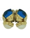 ORECCHINI VINTAGE IN ORO CON MADREPERLA E CABOCHON BLU
