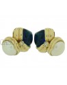 ORECCHINI VINTAGE IN ORO CON MADREPERLA E CABOCHON BLU