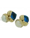 ORECCHINI VINTAGE IN ORO CON MADREPERLA E CABOCHON BLU