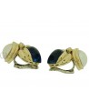 ORECCHINI VINTAGE IN ORO CON MADREPERLA E CABOCHON BLU