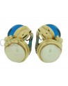 ORECCHINI VINTAGE IN ORO CON MADREPERLA E CABOCHON BLU