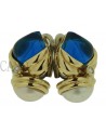 ORECCHINI VINTAGE IN ORO CON MADREPERLA E CABOCHON BLU