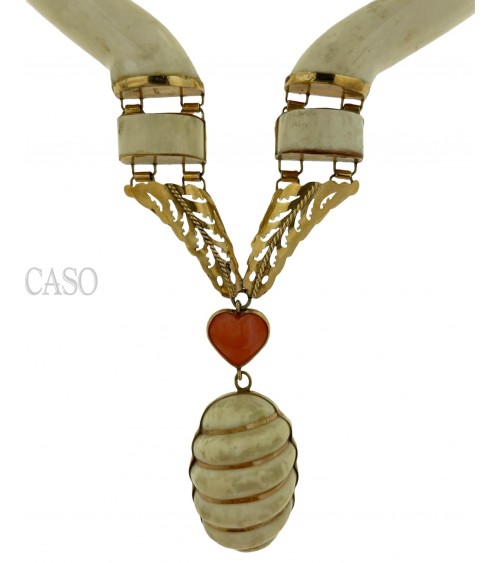 COLLANA VINTAGE IN OSSO MONTATA IN ORO