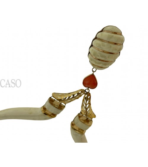 COLLANA VINTAGE IN OSSO MONTATA IN ORO