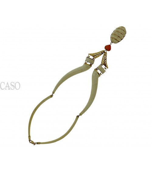 COLLANA VINTAGE IN OSSO MONTATA IN ORO
