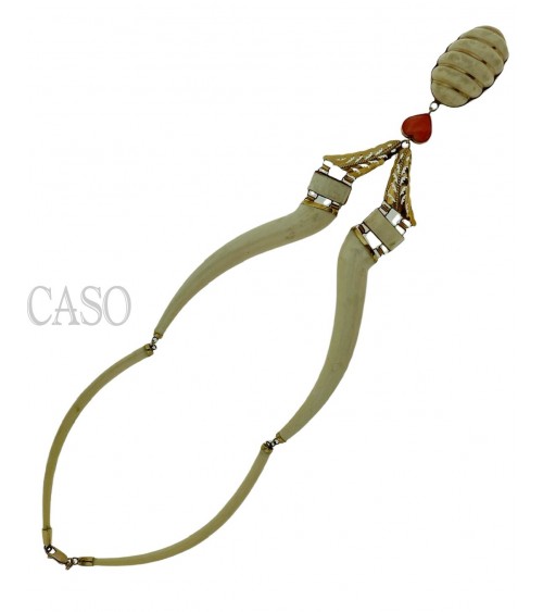 COLLANA VINTAGE IN OSSO MONTATA IN ORO