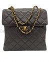 BORSA CHANEL VINTAGE MODELLO DOUBLE FACE IN PELLE MARRONE CON METALLI DORATI