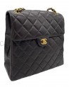 BORSA CHANEL VINTAGE MODELLO DOUBLE FACE IN PELLE MARRONE CON METALLI DORATI