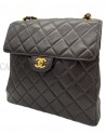 BORSA CHANEL VINTAGE MODELLO DOUBLE FACE IN PELLE MARRONE CON METALLI DORATI
