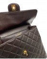 BORSA CHANEL VINTAGE MODELLO DOUBLE FACE IN PELLE MARRONE CON METALLI DORATI