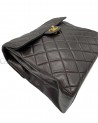BORSA CHANEL VINTAGE MODELLO DOUBLE FACE IN PELLE MARRONE CON METALLI DORATI