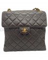 BORSA CHANEL VINTAGE MODELLO DOUBLE FACE IN PELLE MARRONE CON METALLI DORATI
