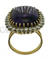 VINTAGE YELLOW GOLD RING WITH AMETHYST AND DIAMONDS