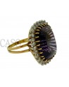 VINTAGE YELLOW GOLD RING WITH AMETHYST AND DIAMONDS