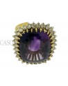 VINTAGE YELLOW GOLD RING WITH AMETHYST AND DIAMONDS