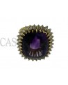 VINTAGE YELLOW GOLD RING WITH AMETHYST AND DIAMONDS