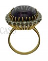 VINTAGE YELLOW GOLD RING WITH AMETHYST AND DIAMONDS