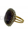 VINTAGE YELLOW GOLD RING WITH AMETHYST AND DIAMONDS