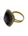 VINTAGE YELLOW GOLD RING WITH AMETHYST AND DIAMONDS