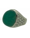 ANELLO VINTAGE IN ORO CON SMERALDO CABOCHON E BRILLANTI