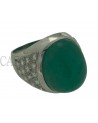 ANELLO VINTAGE IN ORO CON SMERALDO CABOCHON E BRILLANTI