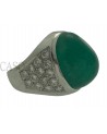 ANELLO VINTAGE IN ORO CON SMERALDO CABOCHON E BRILLANTI