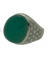 ANELLO VINTAGE IN ORO CON SMERALDO CABOCHON E BRILLANTI