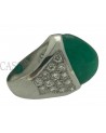 ANELLO VINTAGE IN ORO CON SMERALDO CABOCHON E BRILLANTI