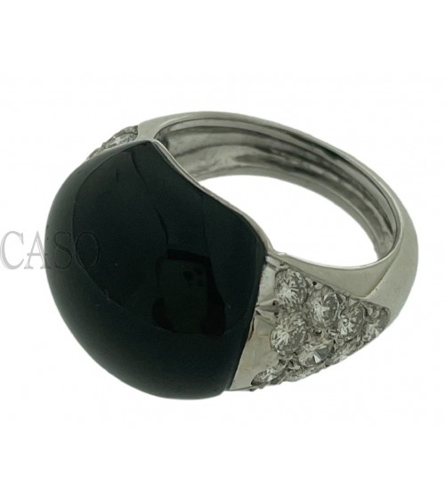 ANELLO IN ORO BIANCO CON ONICE E BRILLANTI