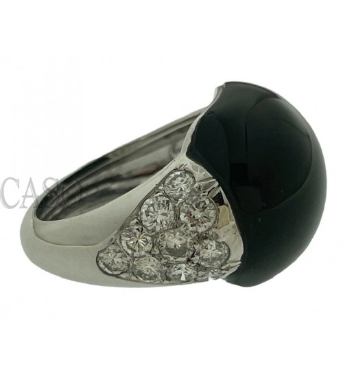 ANELLO IN ORO BIANCO CON ONICE E BRILLANTI