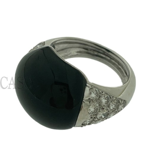 ANELLO IN ORO BIANCO CON ONICE E BRILLANTI