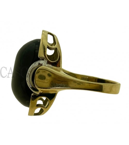 ANELLO VINTAGE IN ORO CON ONICE E DIAMANTI