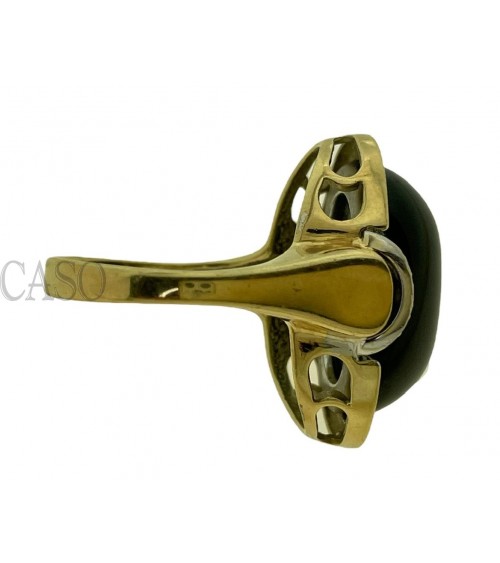 ANELLO VINTAGE IN ORO CON ONICE E DIAMANTI
