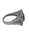 WHITE GOLD EMERALD RING WITH DIAMOND