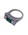 WHITE GOLD EMERALD RING WITH DIAMOND