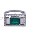 WHITE GOLD EMERALD RING WITH DIAMOND