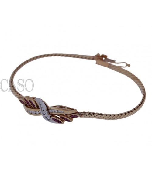 YELLOW GOLD VINTAGE BRACELET WITH DIAMONDS AND RUBIES.