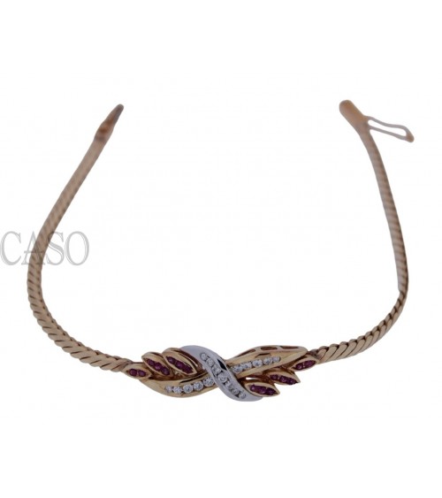 YELLOW GOLD VINTAGE BRACELET WITH DIAMONDS AND RUBIES.