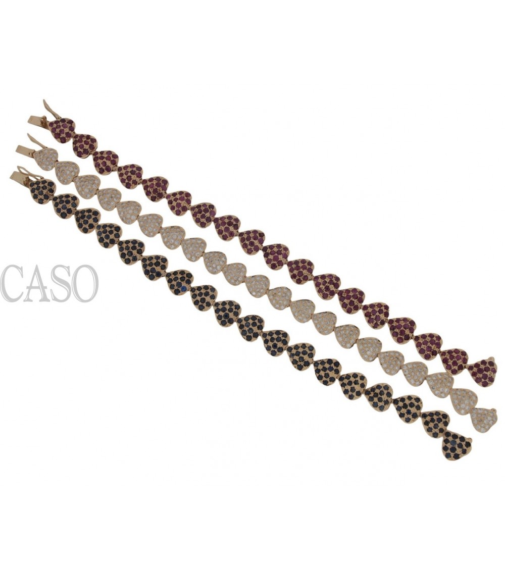 SET OF 3 VINTAGE BRACELET MADE OF YELLOW GOLD WITH DIAMONDS RUBIES AND SAPPHIRES