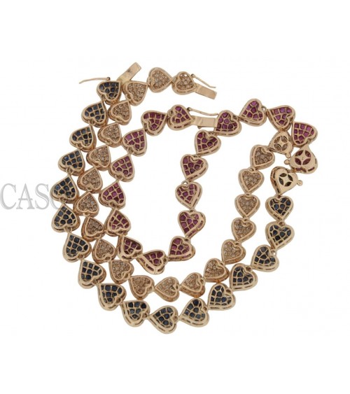 SET OF 3 VINTAGE BRACELET MADE OF YELLOW GOLD WITH DIAMONDS RUBIES AND SAPPHIRES