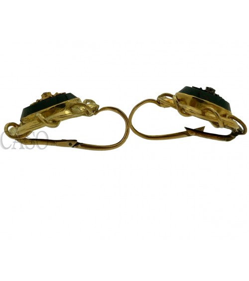 COMPLETO ANTICO IN ORO CON DIAMANTI SMALTI E DIASPRO NELLA SCATOLA ORIGINALE