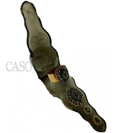 COMPLETO ANTICO IN ORO CON DIAMANTI SMALTI E DIASPRO NELLA SCATOLA ORIGINALE