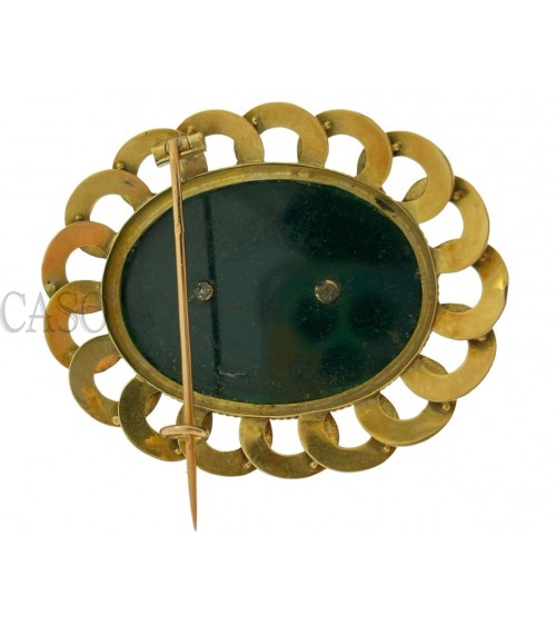 COMPLETO ANTICO IN ORO CON DIAMANTI SMALTI E DIASPRO NELLA SCATOLA ORIGINALE