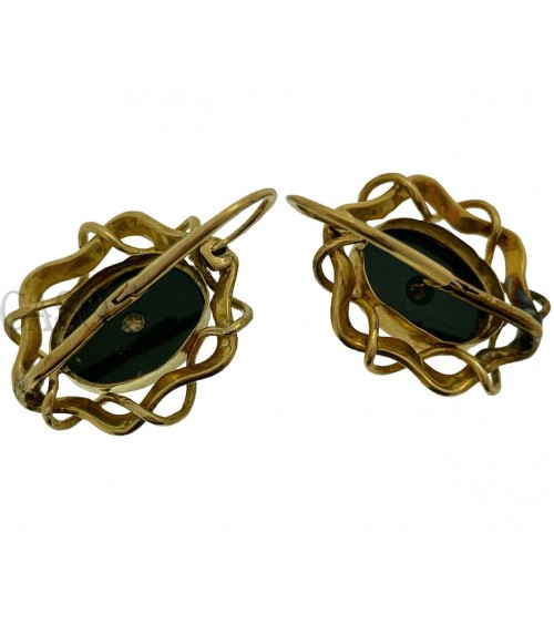 COMPLETO ANTICO IN ORO CON DIAMANTI SMALTI E DIASPRO NELLA SCATOLA ORIGINALE