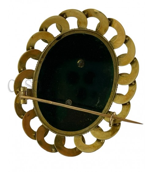 COMPLETO ANTICO IN ORO CON DIAMANTI SMALTI E DIASPRO NELLA SCATOLA ORIGINALE