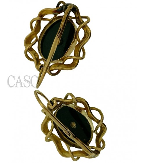 COMPLETO ANTICO IN ORO CON DIAMANTI SMALTI E DIASPRO NELLA SCATOLA ORIGINALE