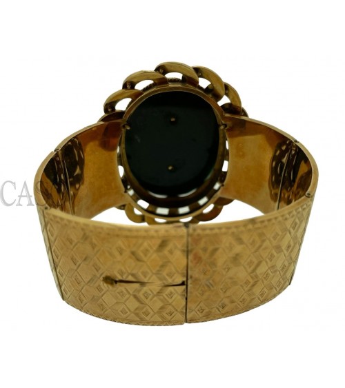 COMPLETO ANTICO IN ORO CON DIAMANTI SMALTI E DIASPRO NELLA SCATOLA ORIGINALE