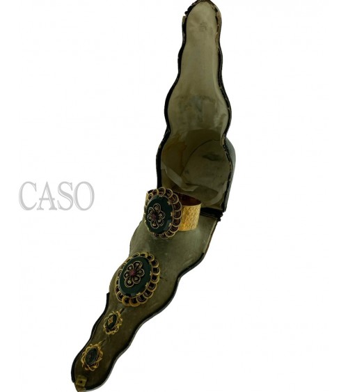 COMPLETO ANTICO IN ORO CON DIAMANTI SMALTI E DIASPRO NELLA SCATOLA ORIGINALE